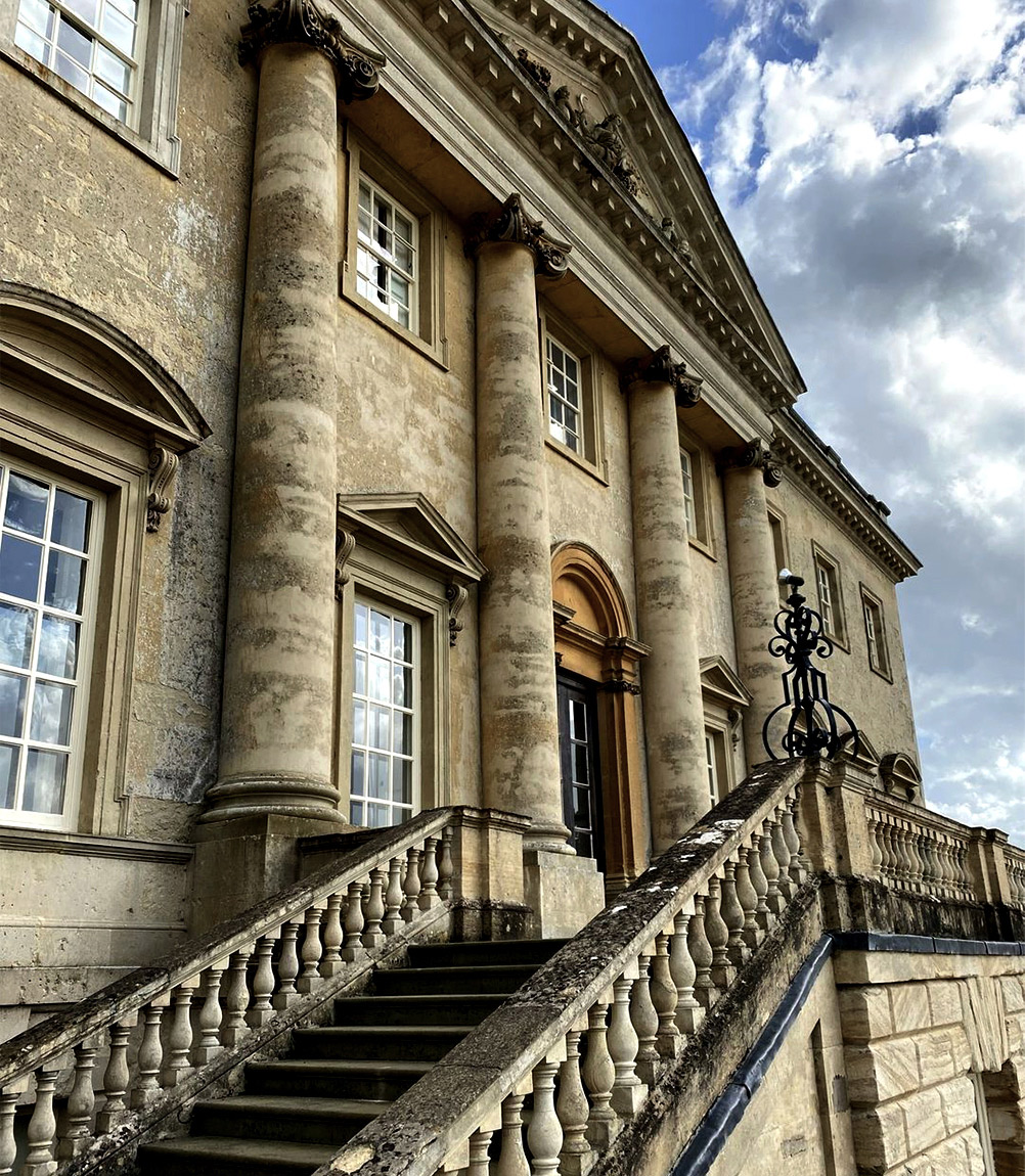 18th Century steps leading to the Palladian house, one of the many exterior filming locations at Kirtlington Park