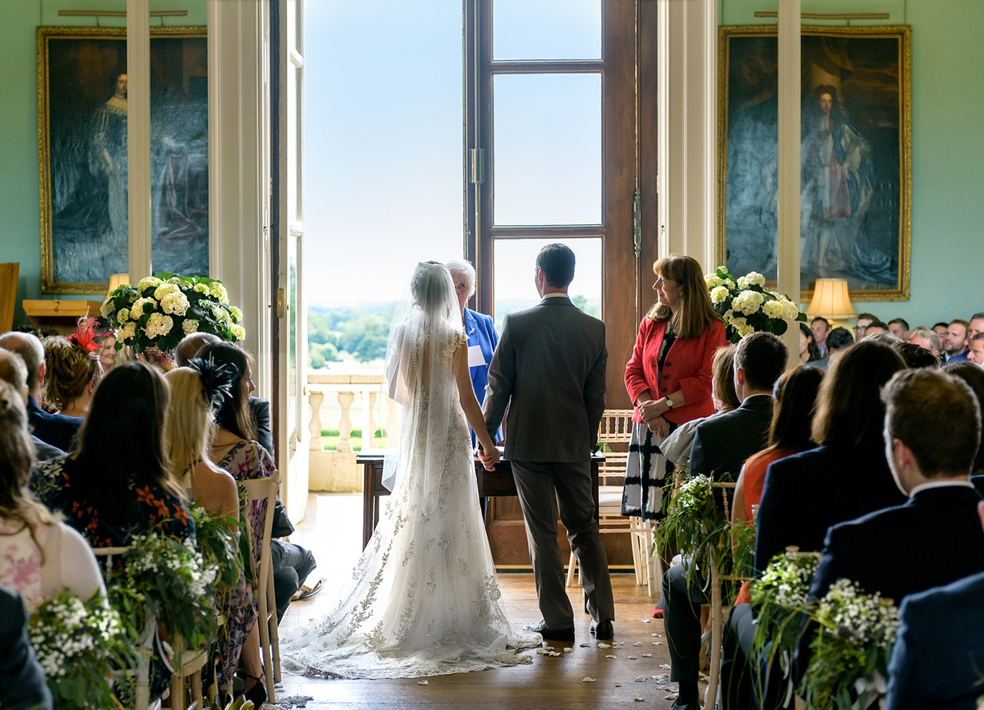Wedding ceremony in the Saloon at Kirtlington Park